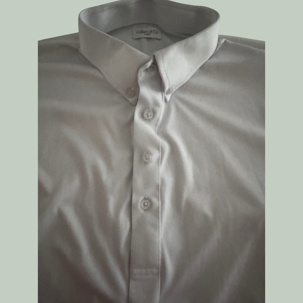Collars & Co Mens XL White Short Sleeve Dress Collar Polo Performance Shirt